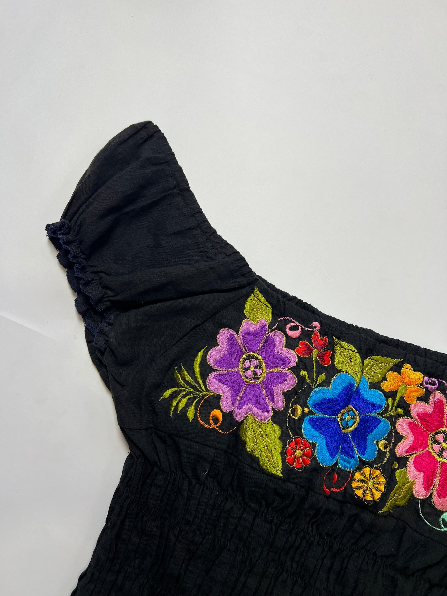 Floral Embroidered Smocked Off-Shoulder Top