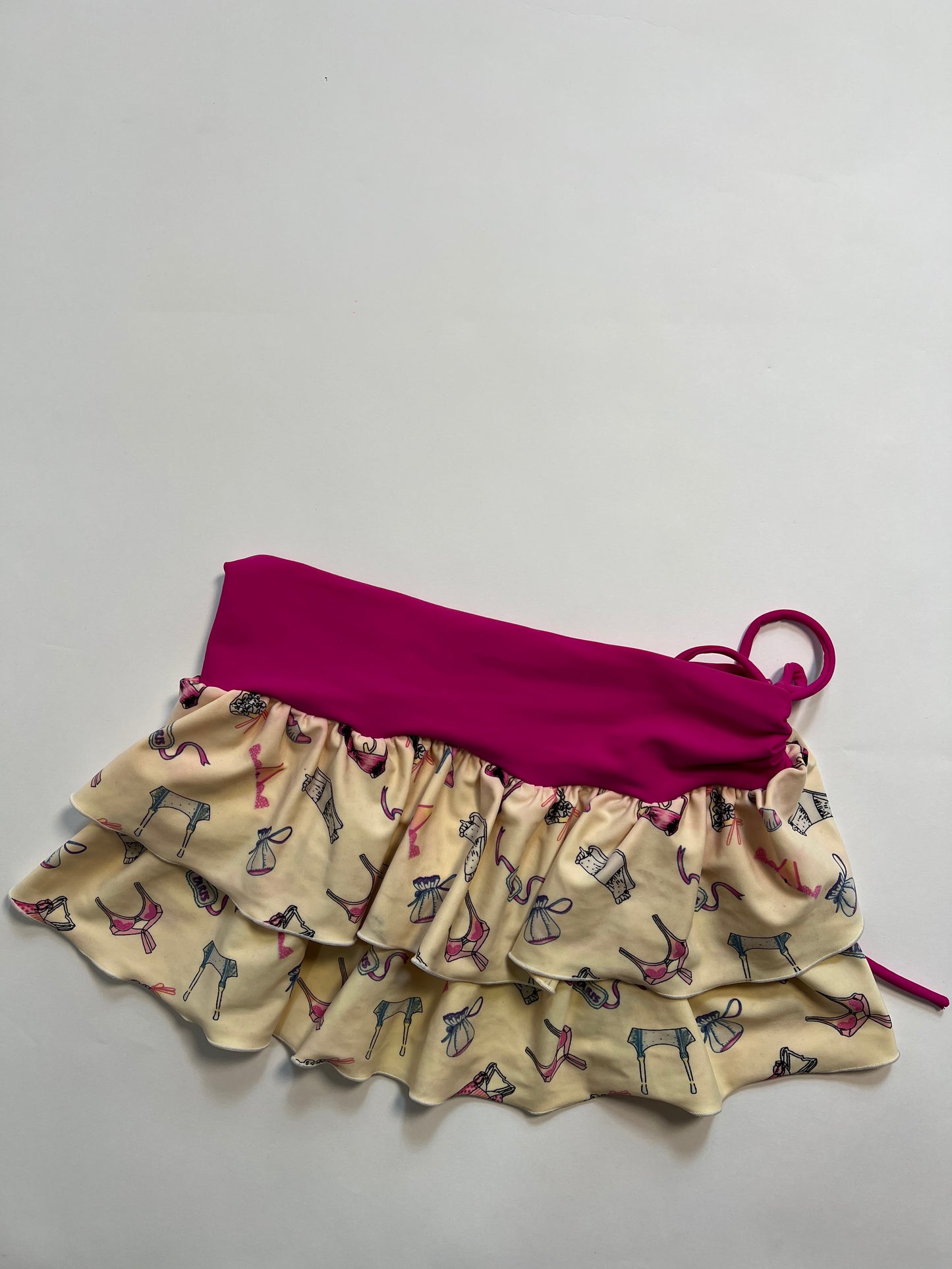 Pink Ruffle Print Mini Skirt