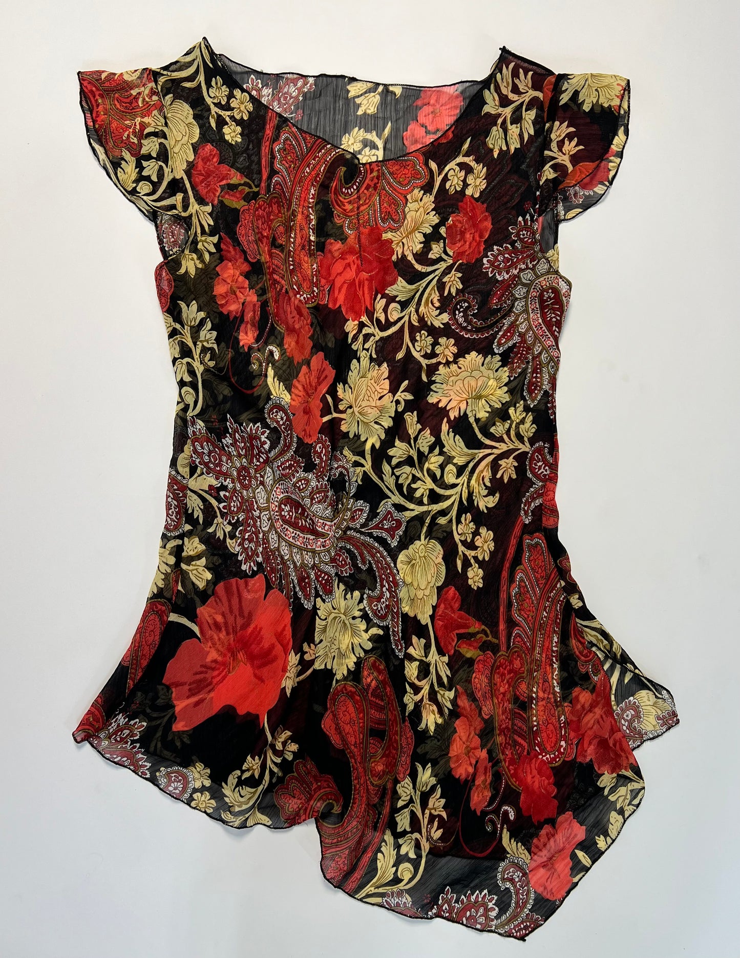 Floral Paisley Asymmetrical Top