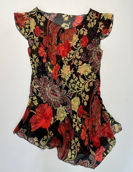 Floral Paisley Asymmetrical Top