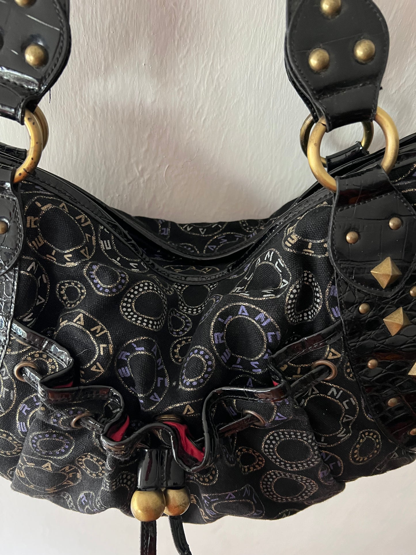 Vintage Studded Jacquard Hobo Bag