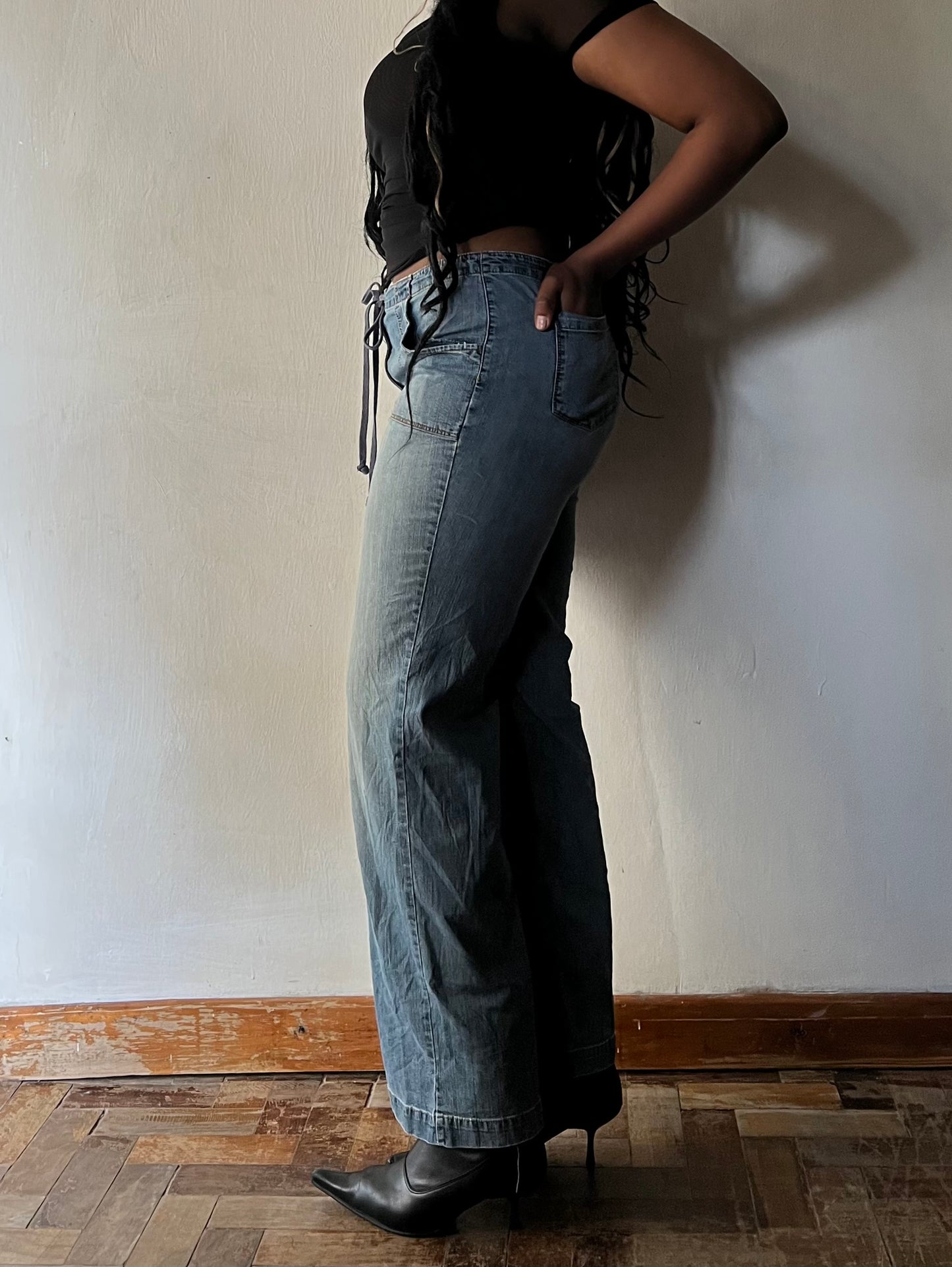 Straight leg denim pants