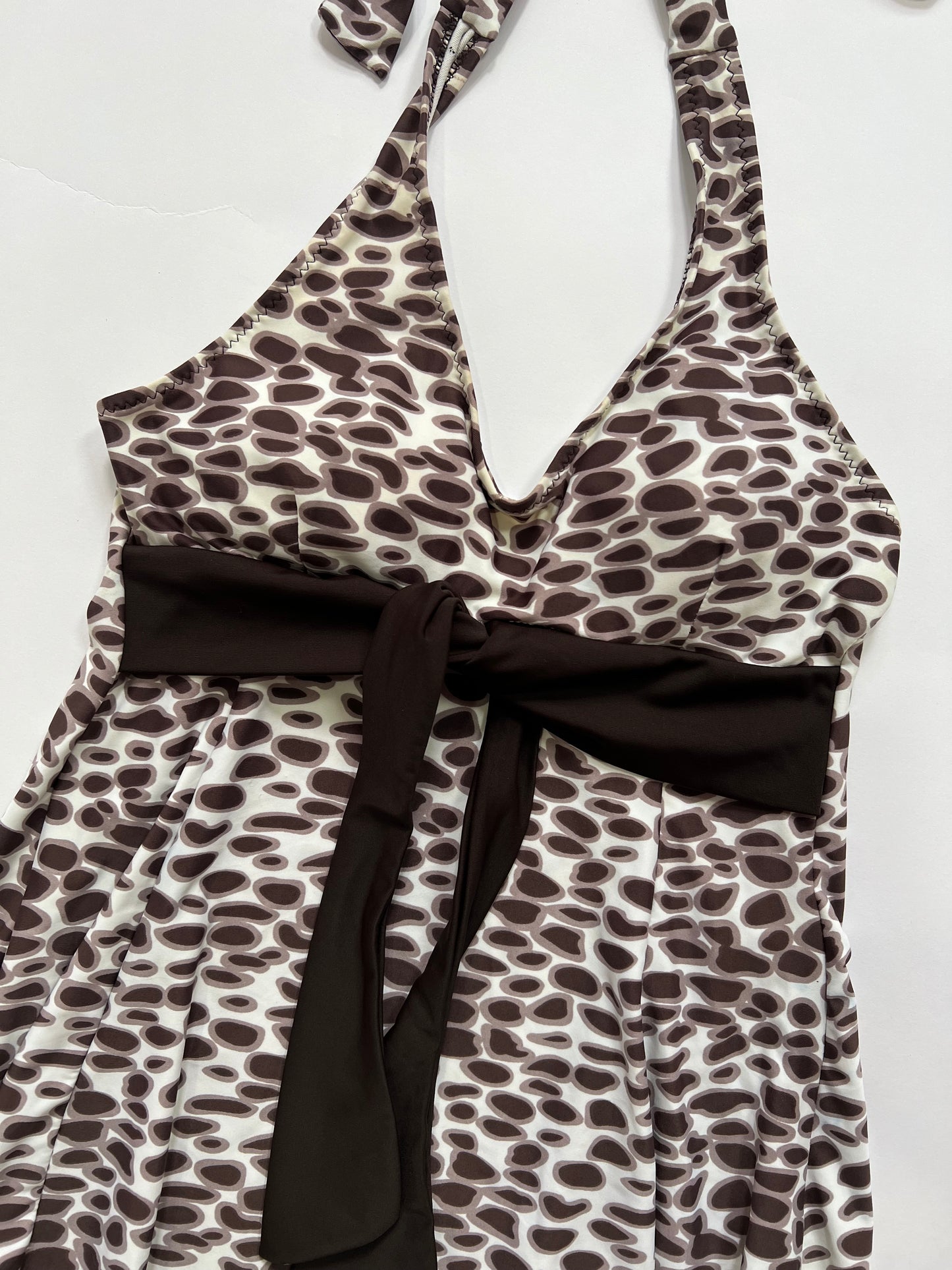 Brown Abstract Print Tankini Halter