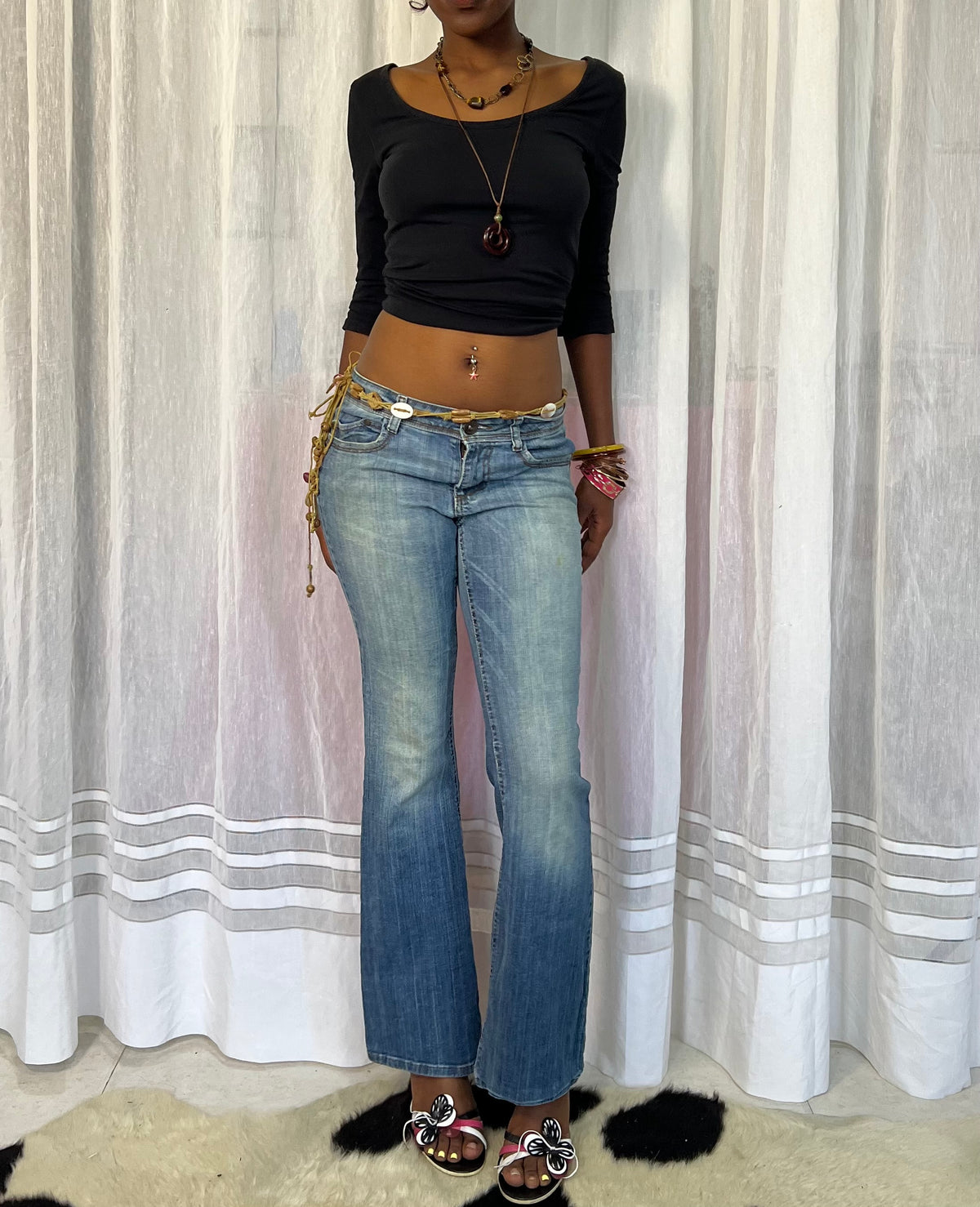 Mid-Wash Flared Jeans