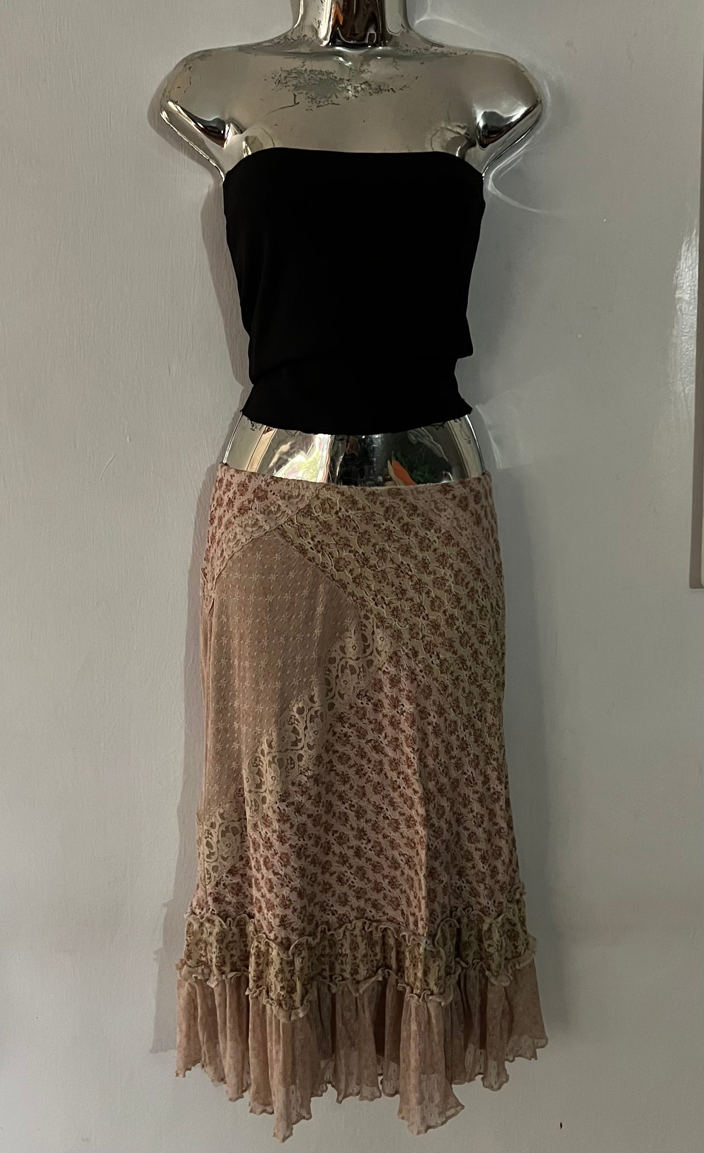 Patch work lace coquette midi