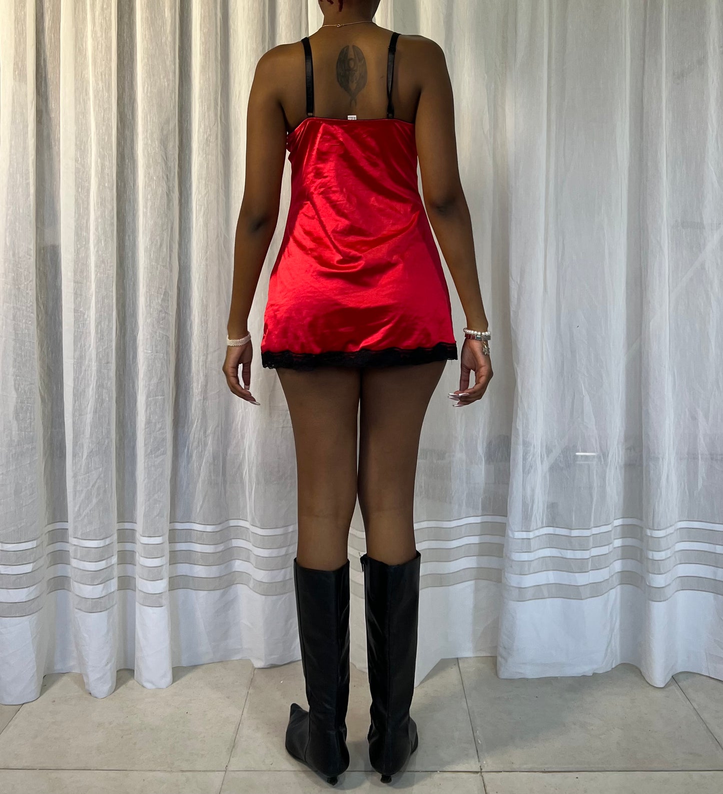 Satin Lace Mini Dress