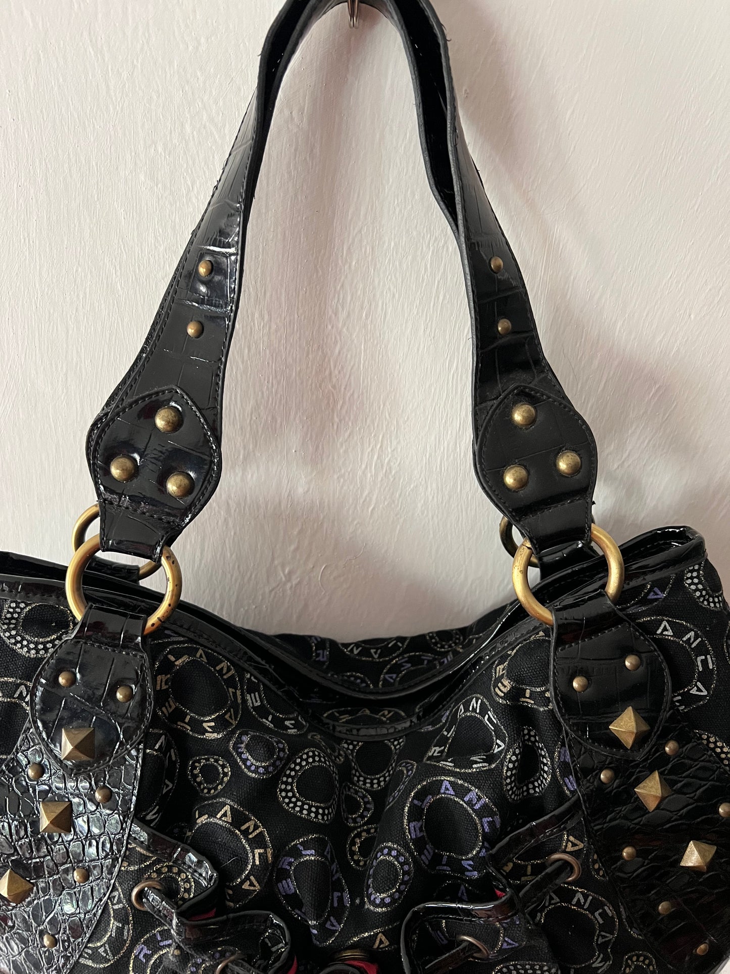 Vintage Studded Jacquard Hobo Bag