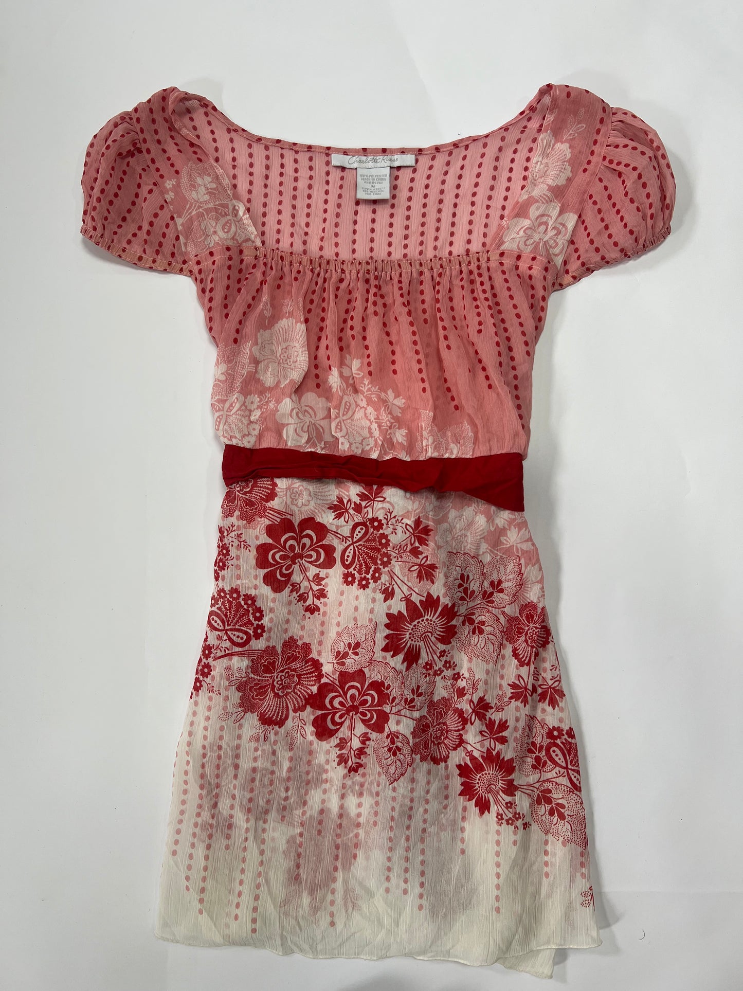 Pink Floral Chiffon Babydoll Top