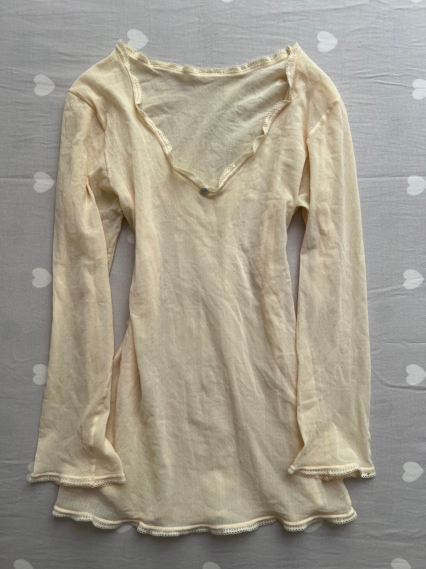 Butter yellow mesh long sleeve