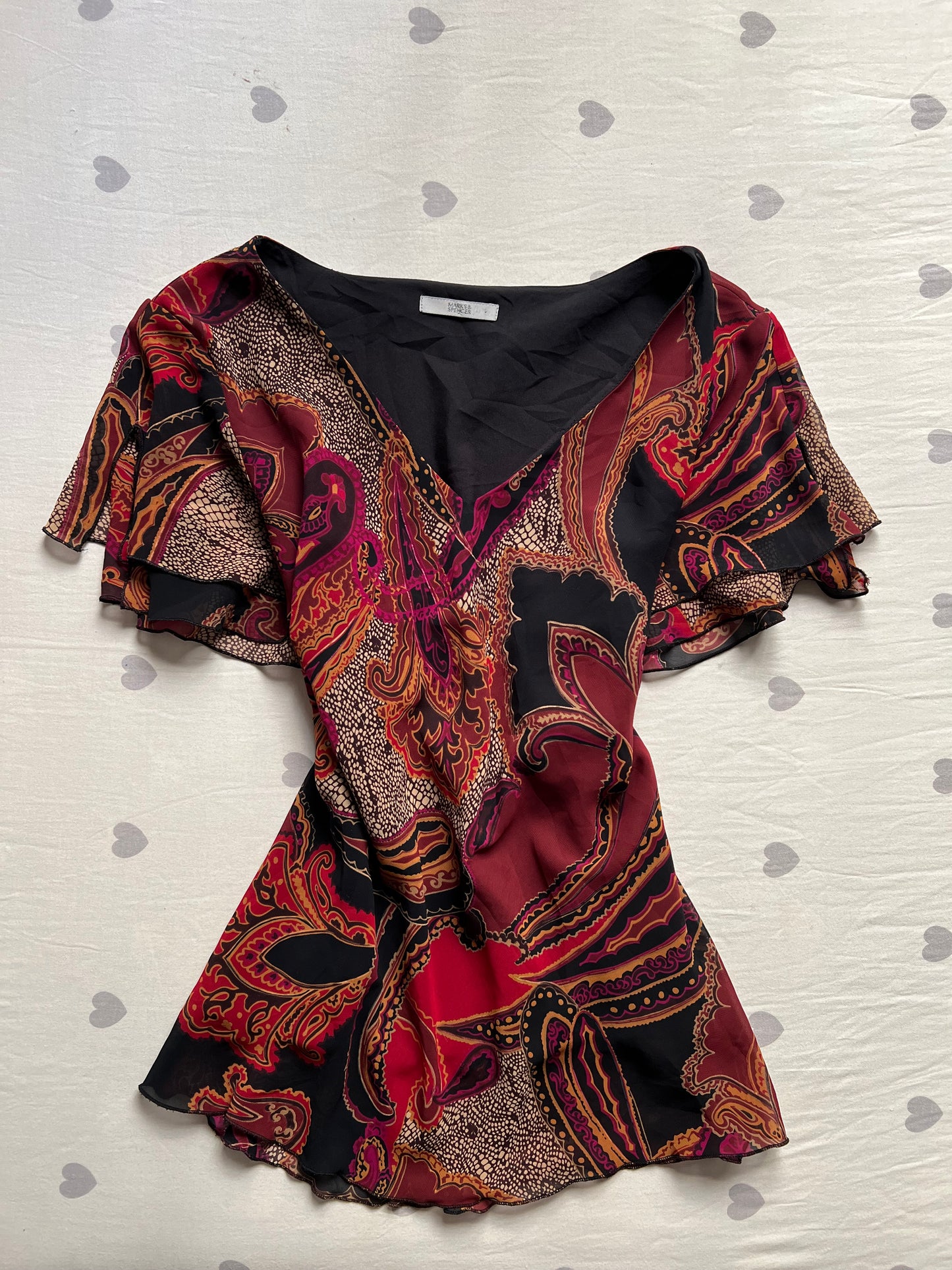 Floral whimsy chiffon top