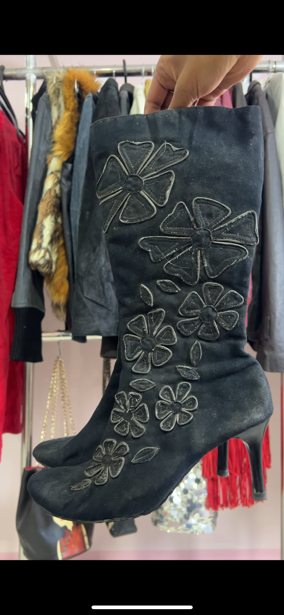 Black suede boots