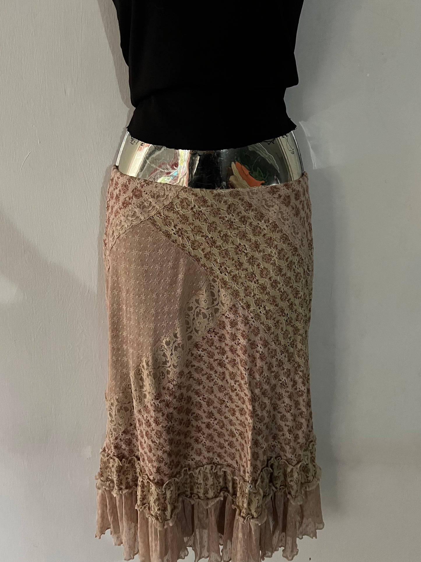 Patch work lace coquette midi