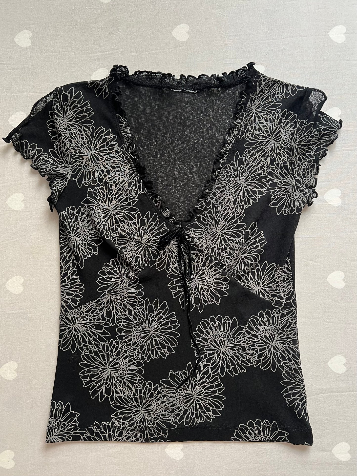 Mesh floral print top