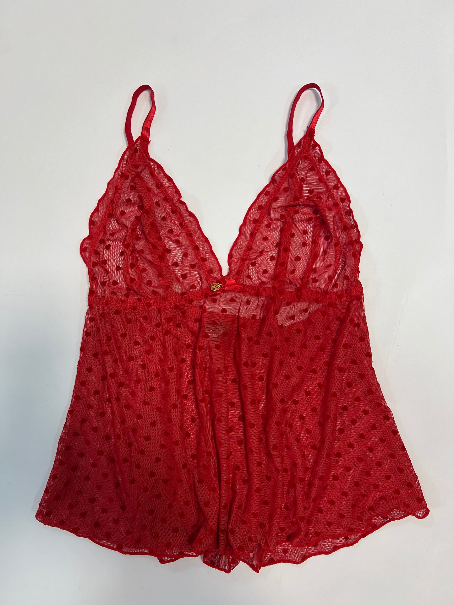 Red Heart Mesh Babydoll Cami