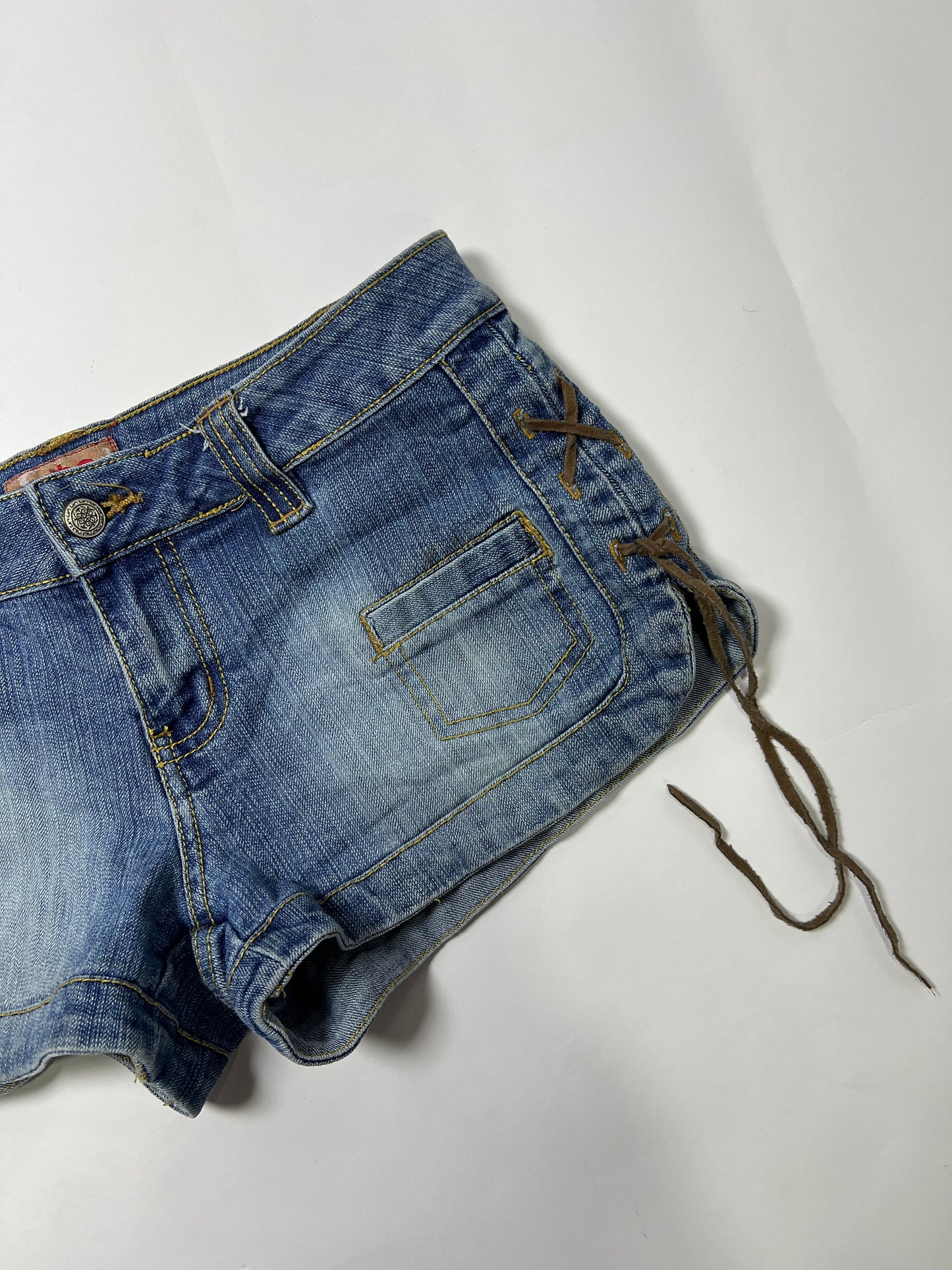 Lace-Up Denim Micro Shorts