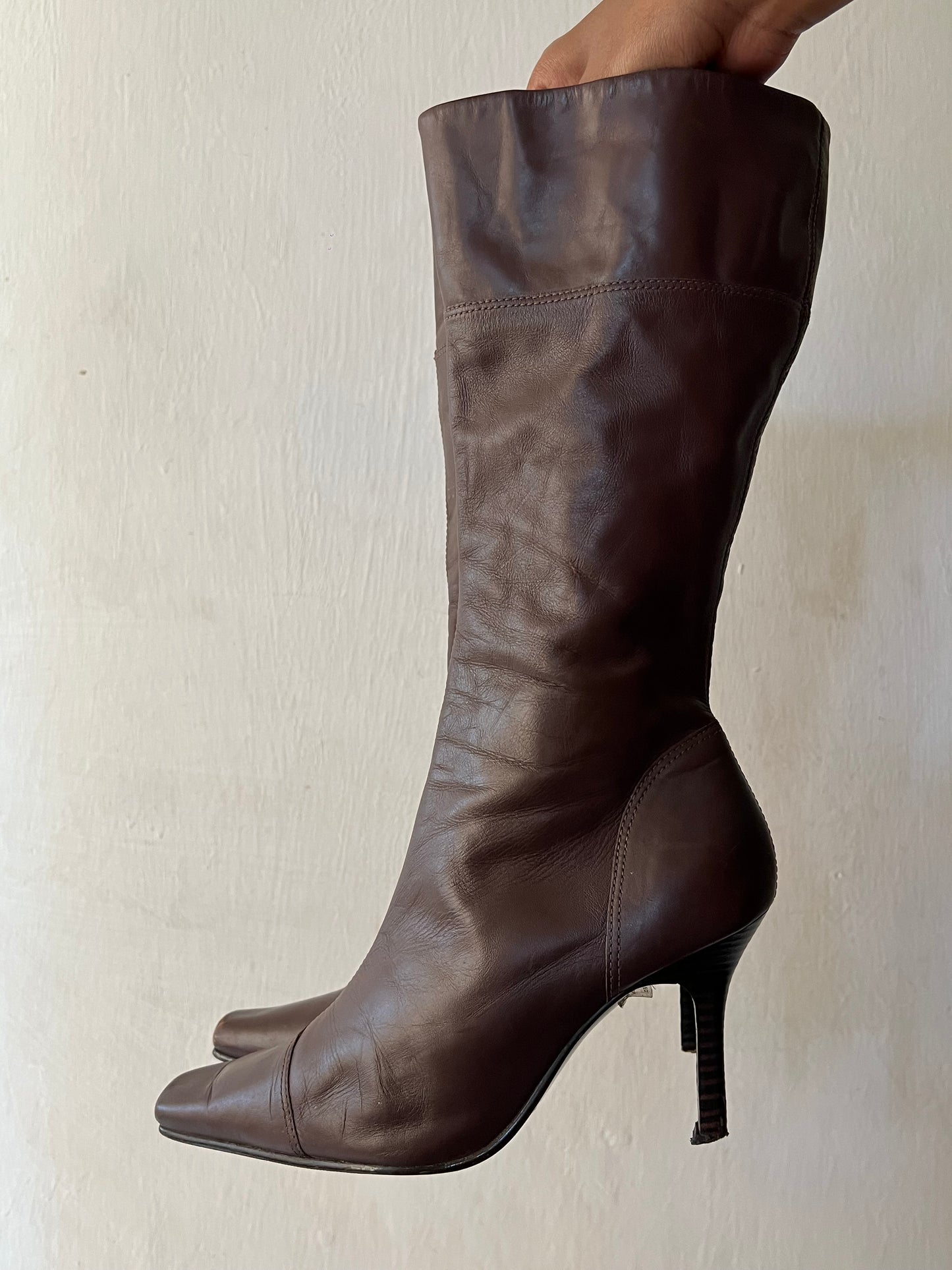 Square Toe Leather Boots