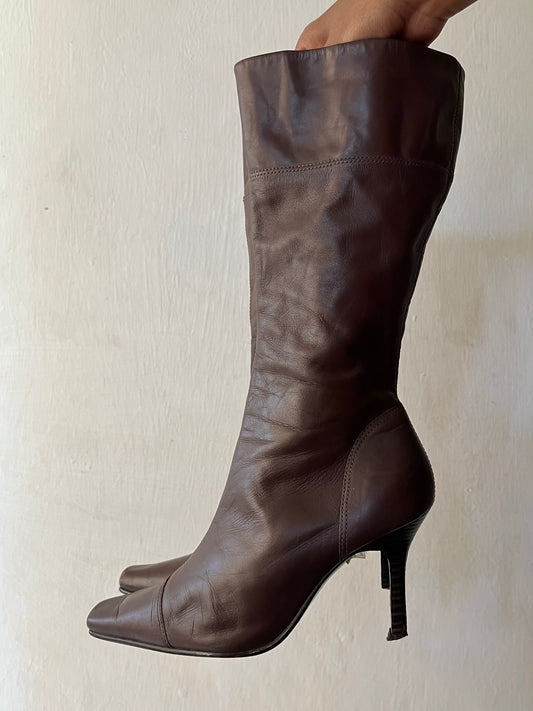 Square Toe Leather Boots