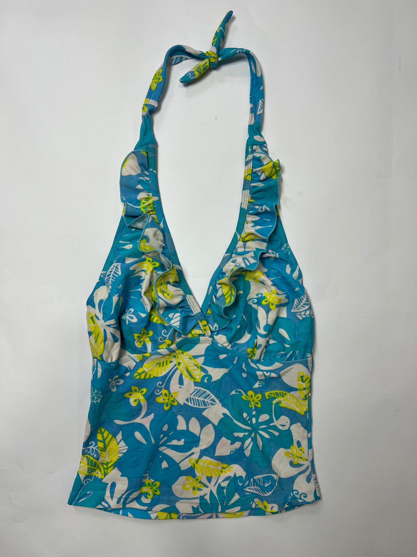 Tropical Ruffle Halter Swim Tankini