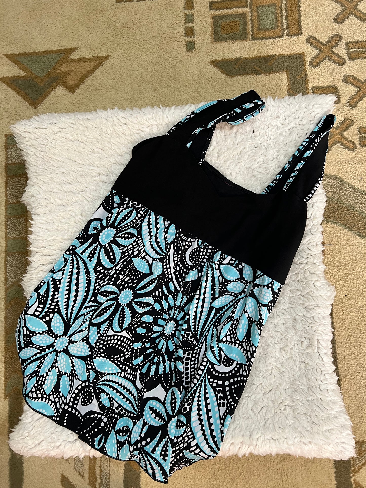 Aqua Floral Babydoll Top