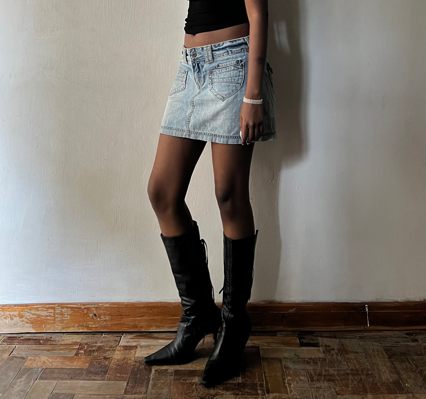 Y2k denim mini skirt