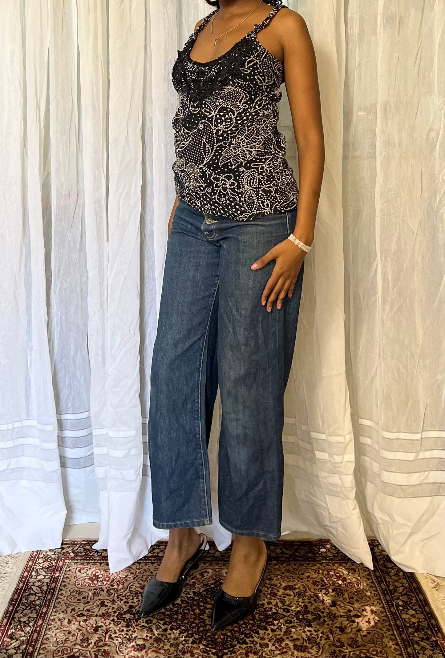 Floral print baby doll top