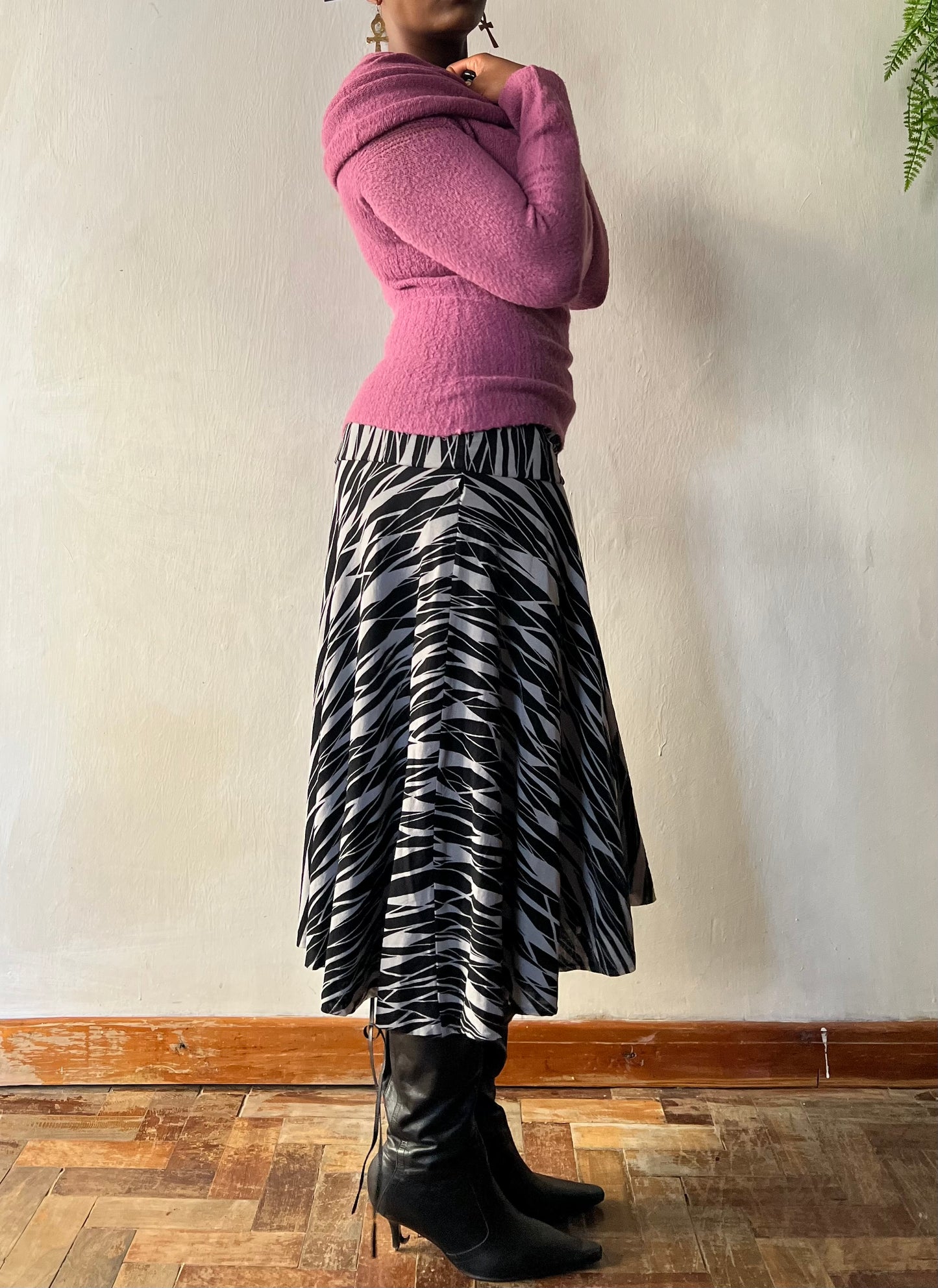Abstract Geometrical Print Midi Skirt