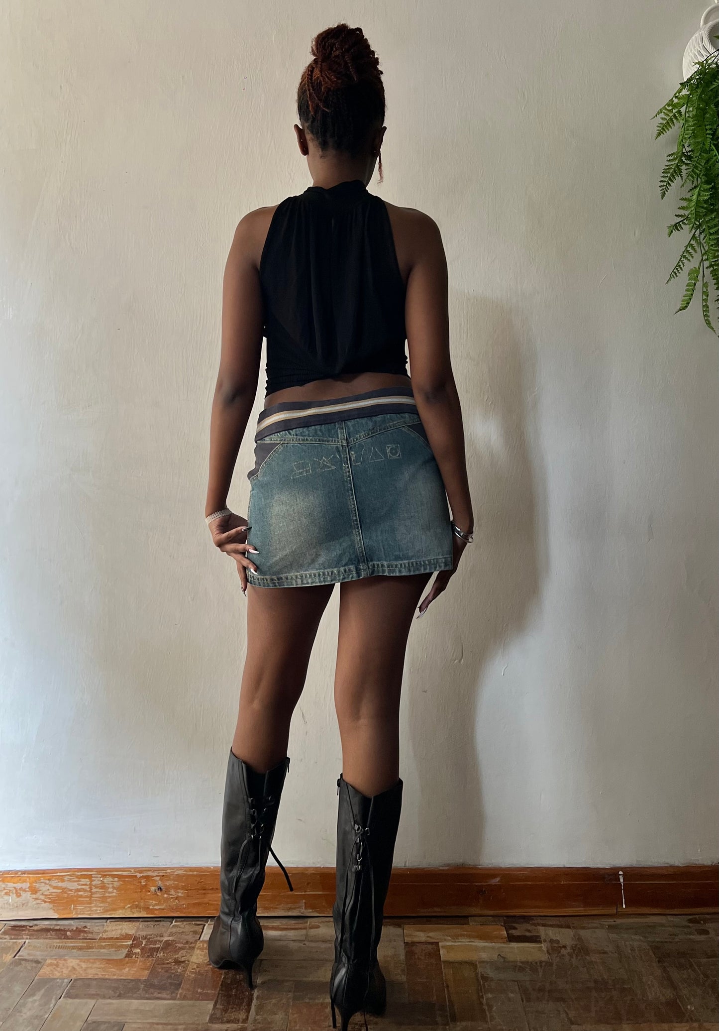 Reworked denim mini