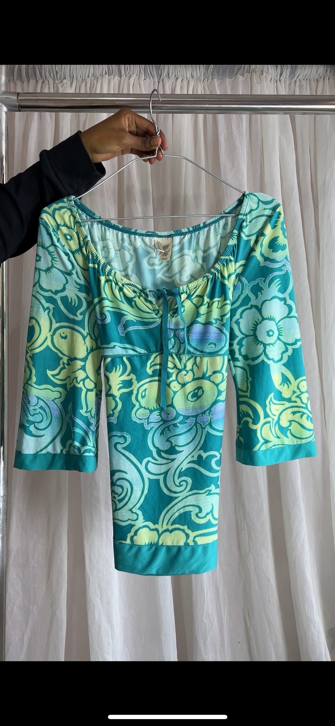 Y2K Aqua Bell Sleeve Top