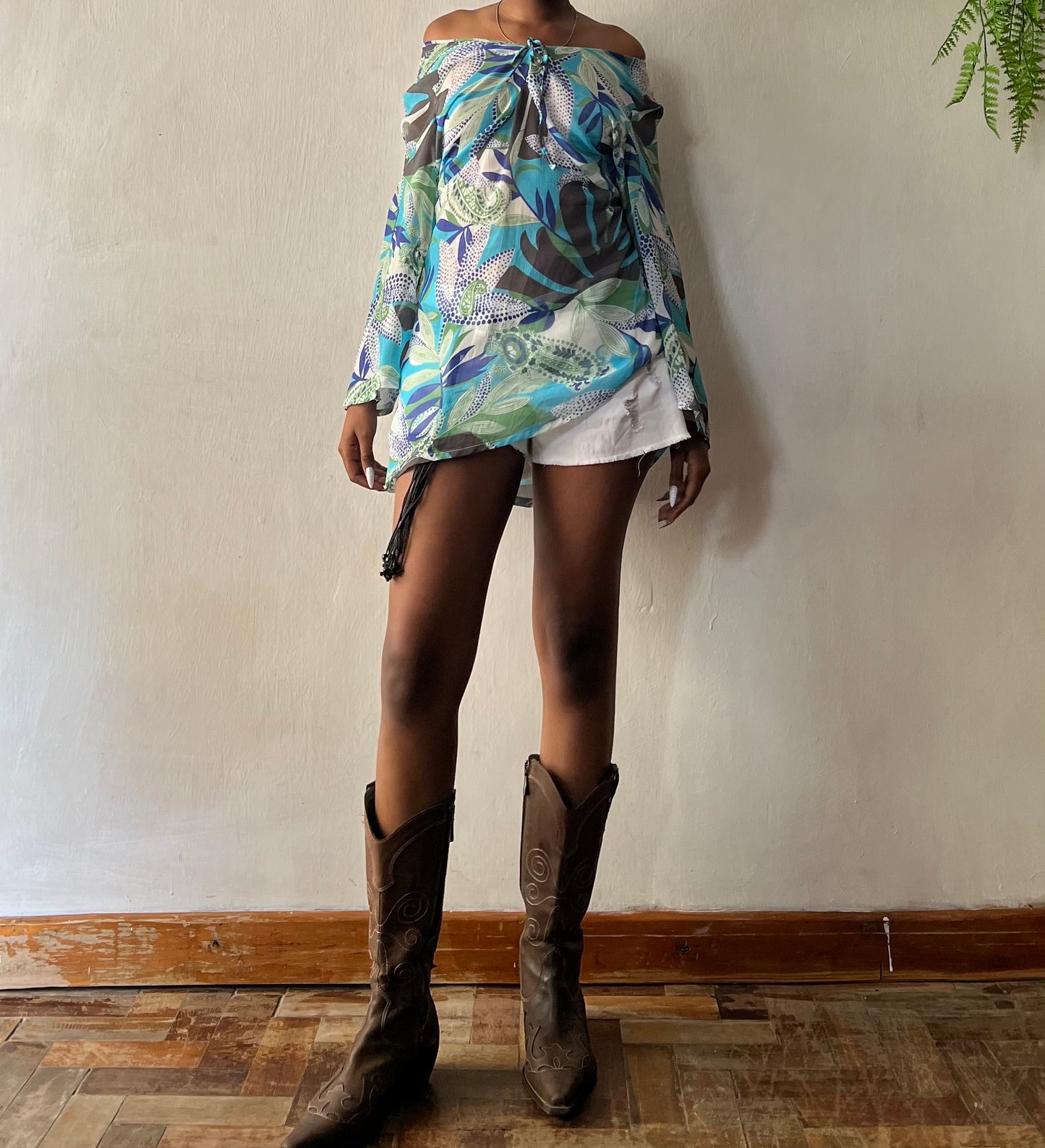 Flowy asymmetrical bohemian top