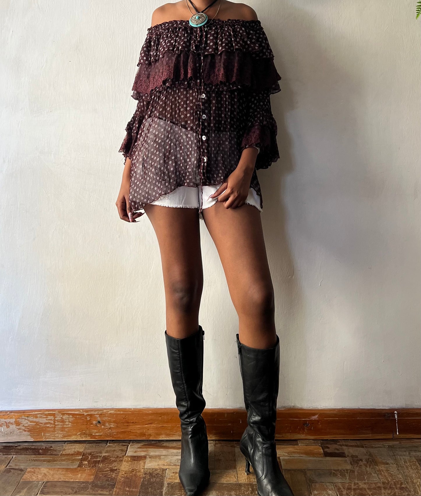 Vintage ruffled boho top