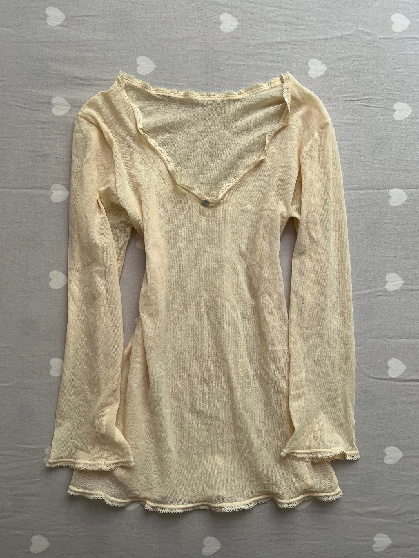 Butter yellow mesh long sleeve