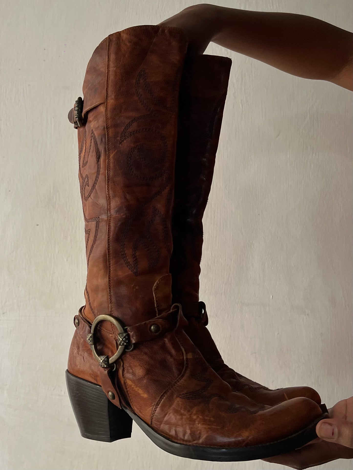 Vintage Italian Leather Cowboy boots