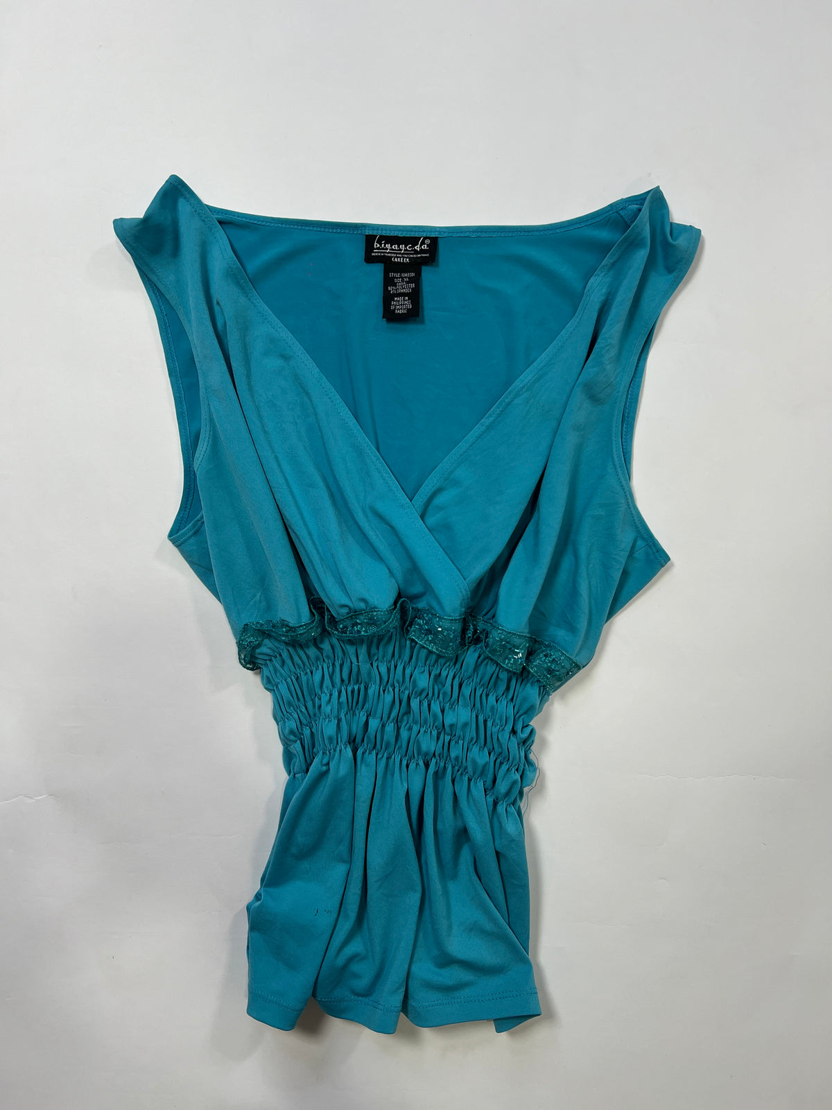 Turquoise Smocked Peplum Top