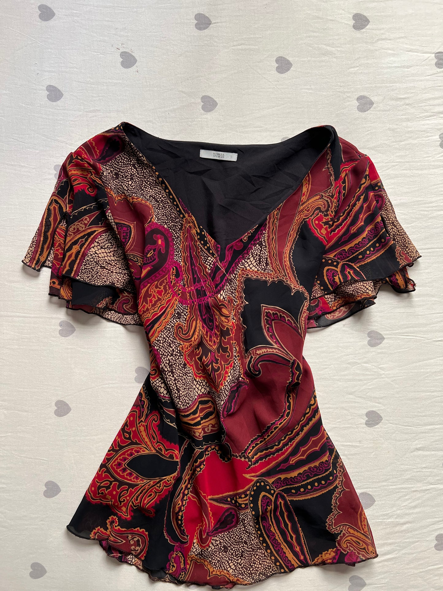 Floral whimsy chiffon top