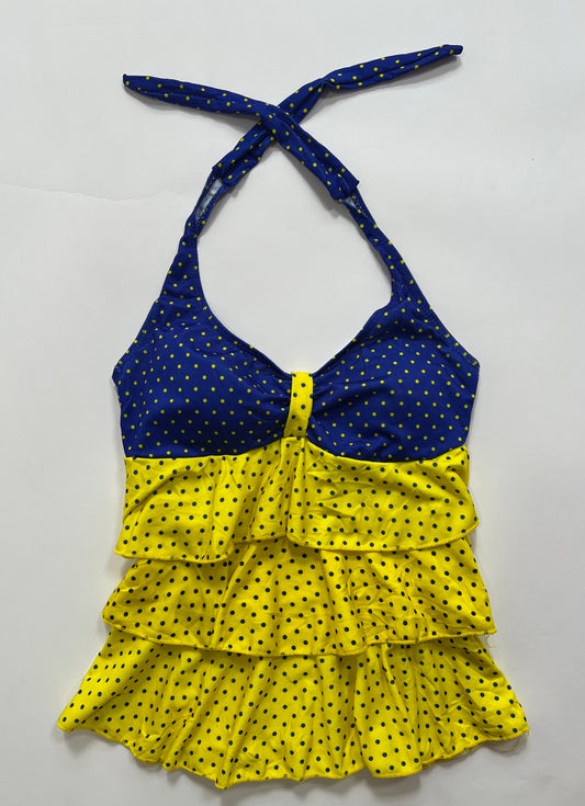 Blue & Yellow Polka Dot Halter Top