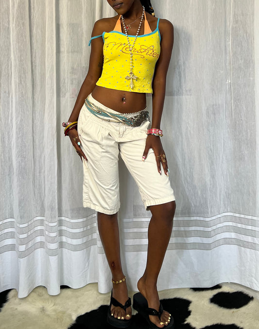 Cream Cotton Capri Pants