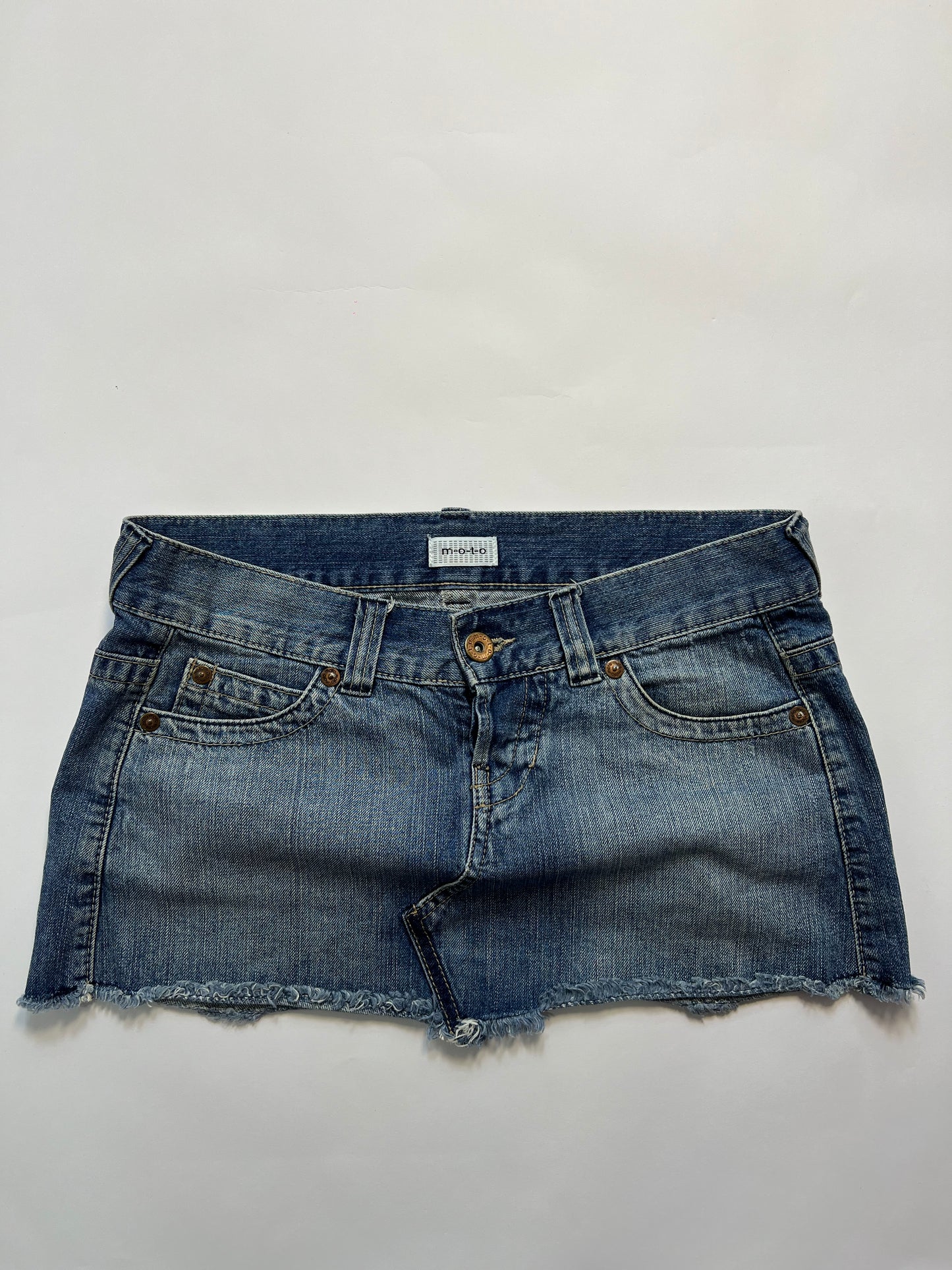 Distressed Denim Micro Mini Skirt