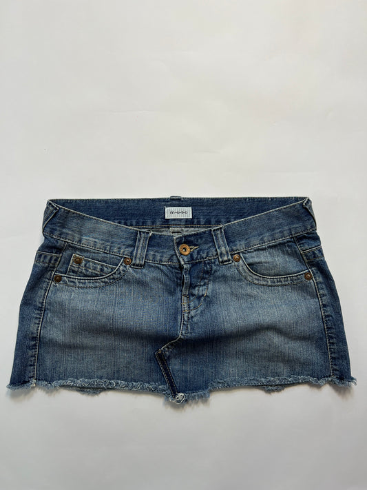 Distressed Denim Micro Mini Skirt