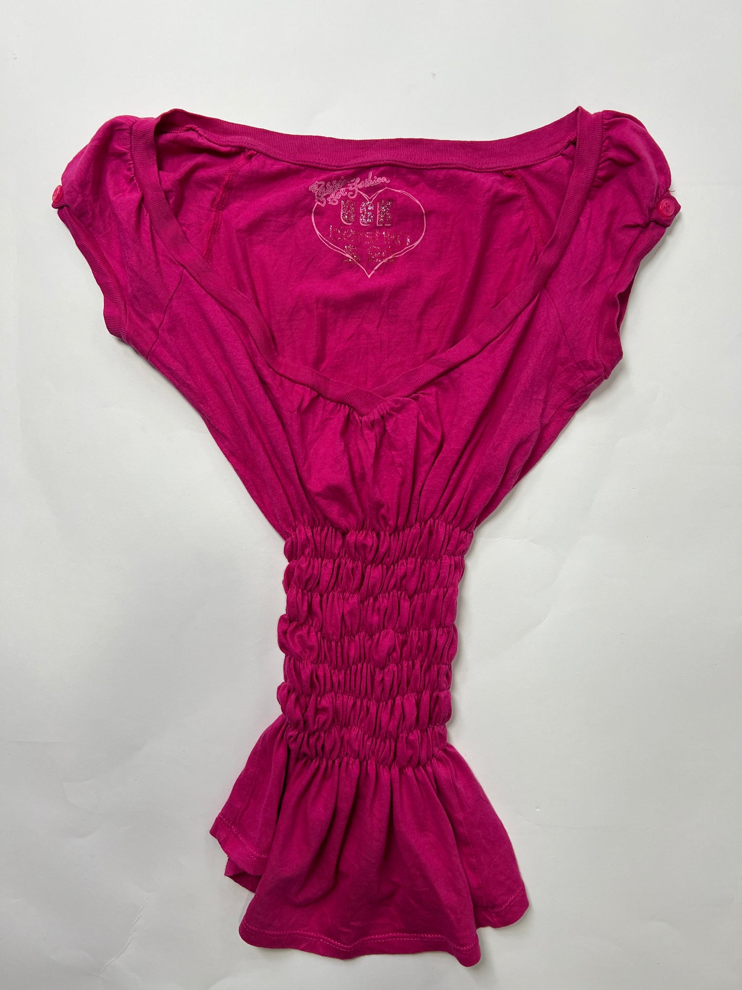 Barbie Pink Shirred Peplum Top