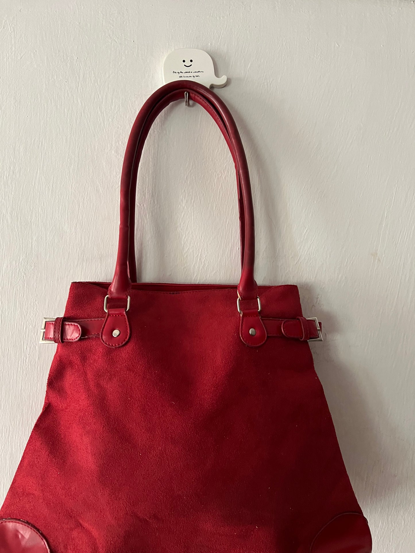 Red Boxy Shoulder Bag
