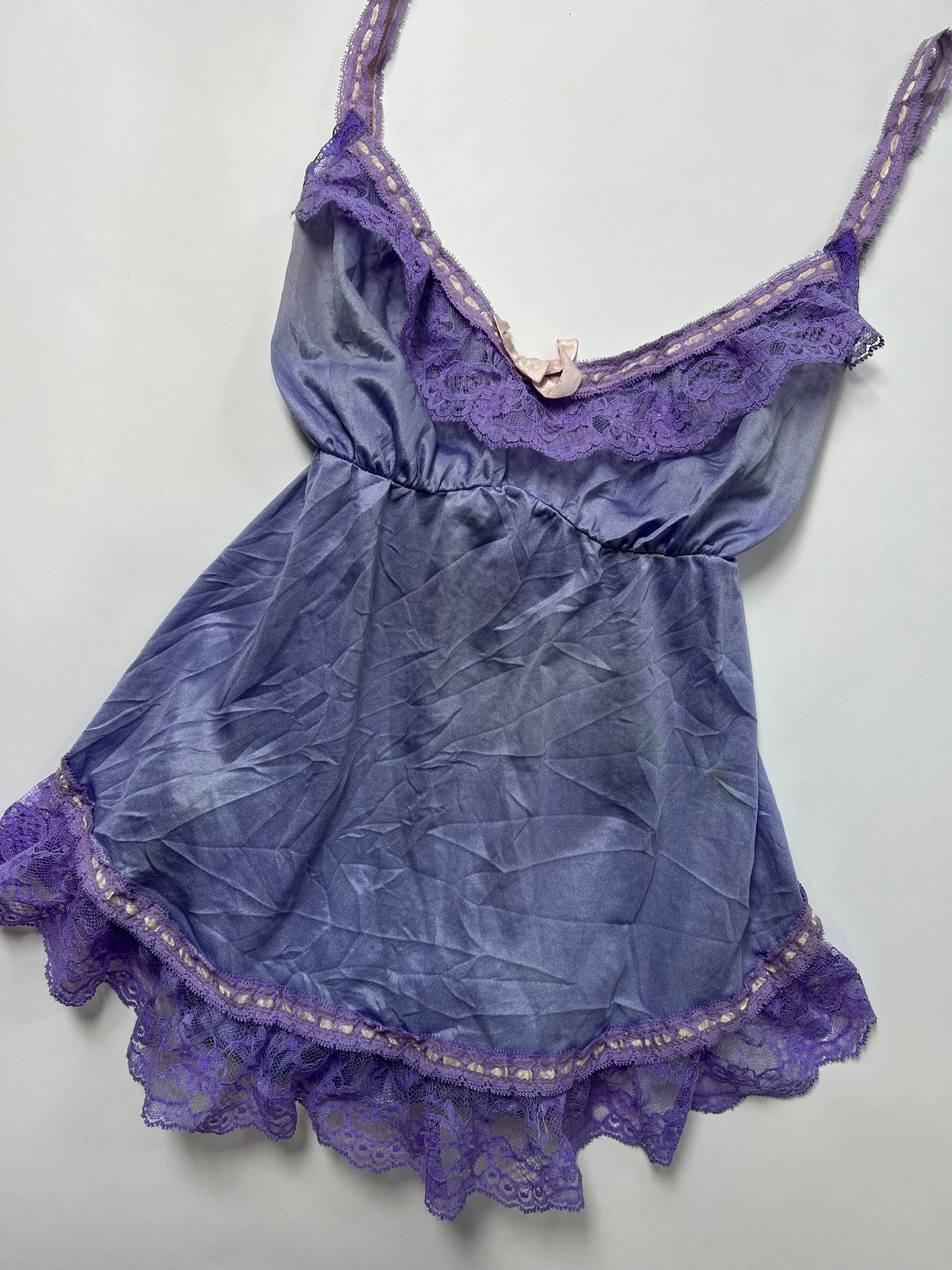 Lavender Tie-Back Lace trim Ruffle Cami
