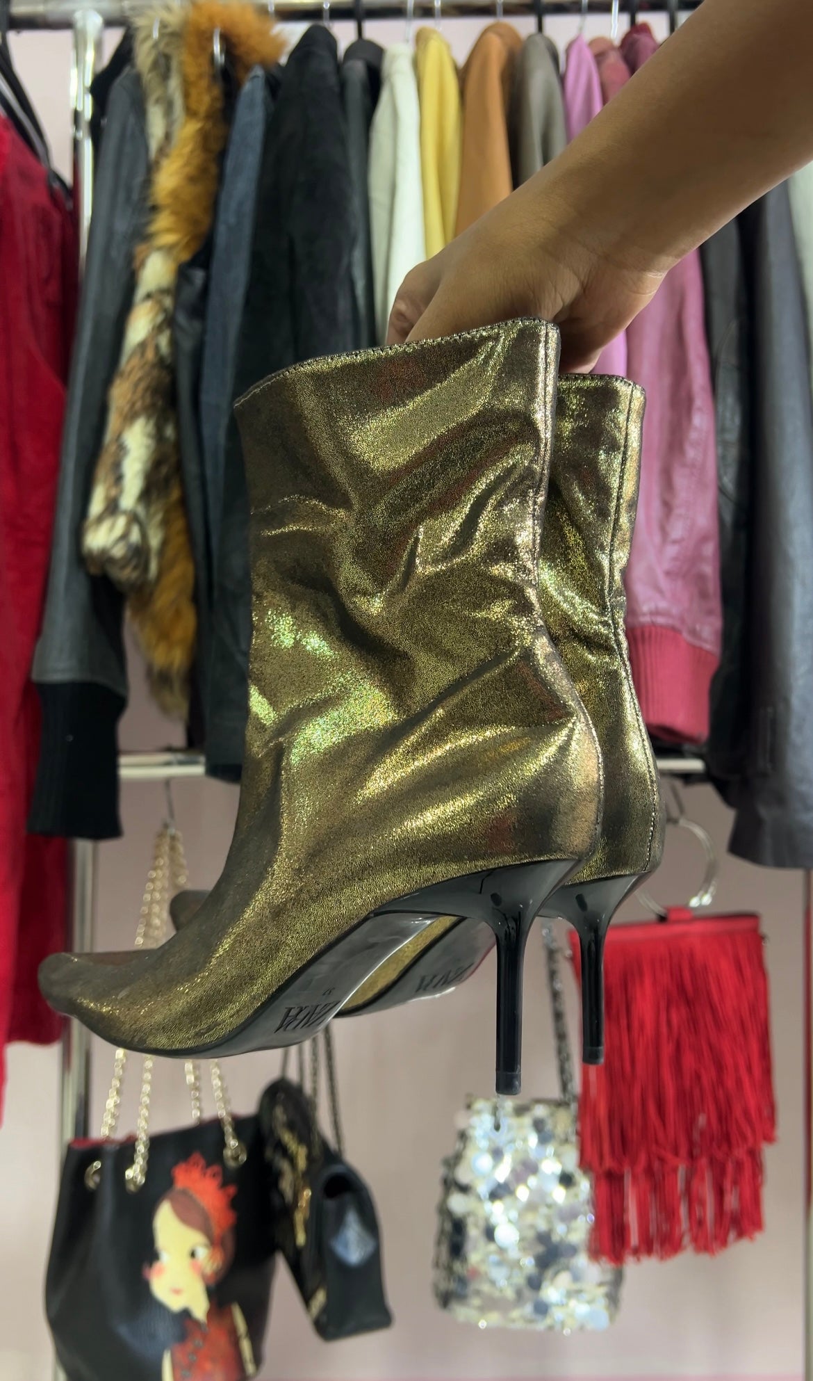 Metallic gold ankle boots