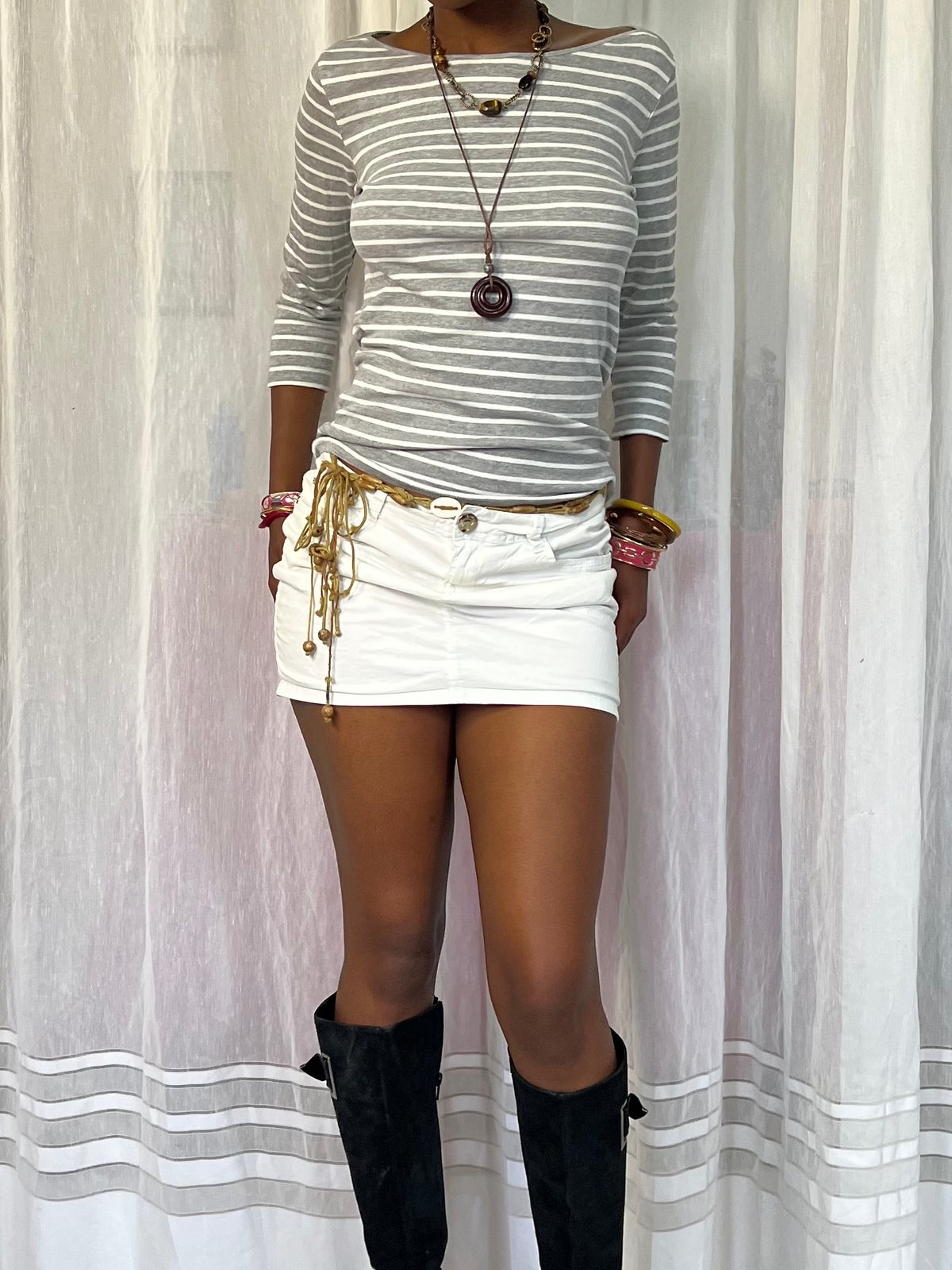 Striped quarter sleeve top