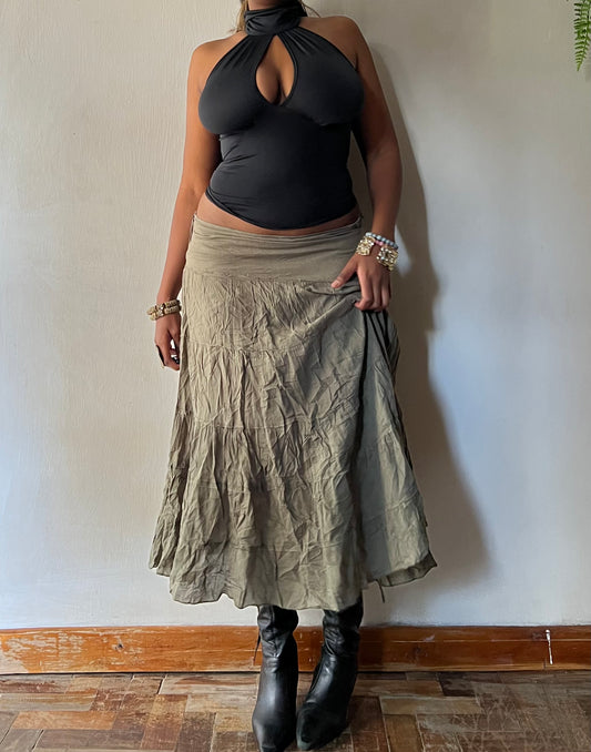 Jungle Green tiered earthy skirt