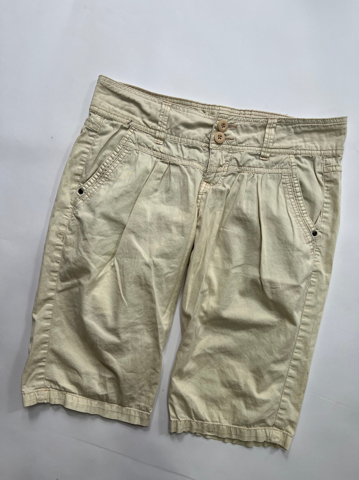 Cream Cotton Capri Pants