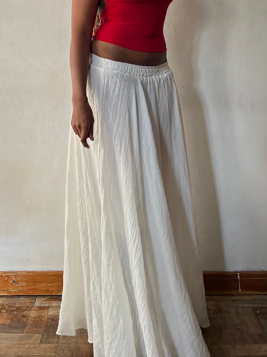 White Cotton Maxi Skirt