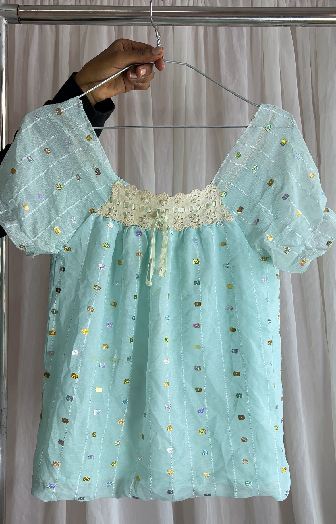 Mint Sequin Babydoll Dress