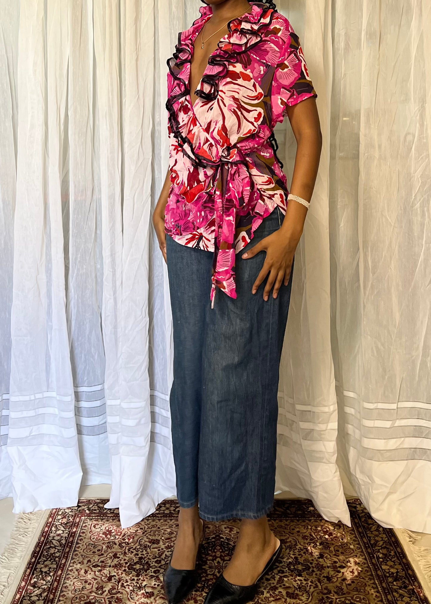 Floral ruffled blouse