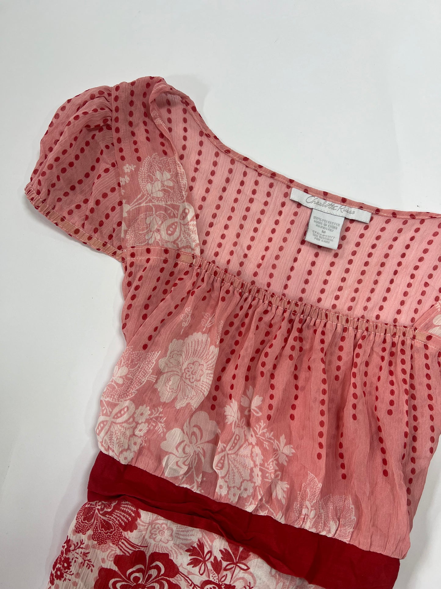 Pink Floral Chiffon Babydoll Top