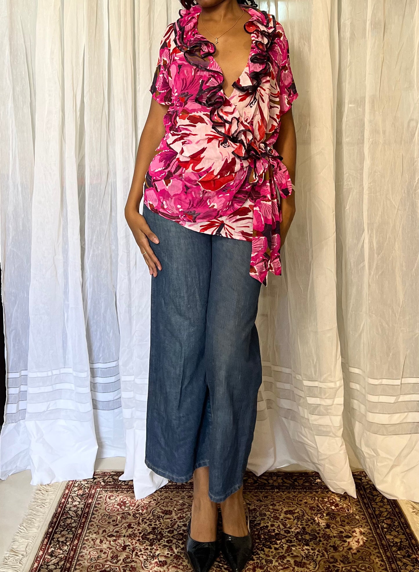 Floral ruffled blouse